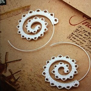 Silver Spiral Toothed Earrings